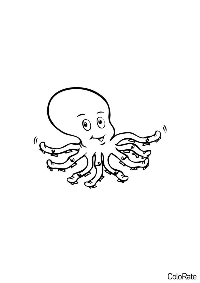 Раскраски Осьминога для детей распечатать на А4 и скачать