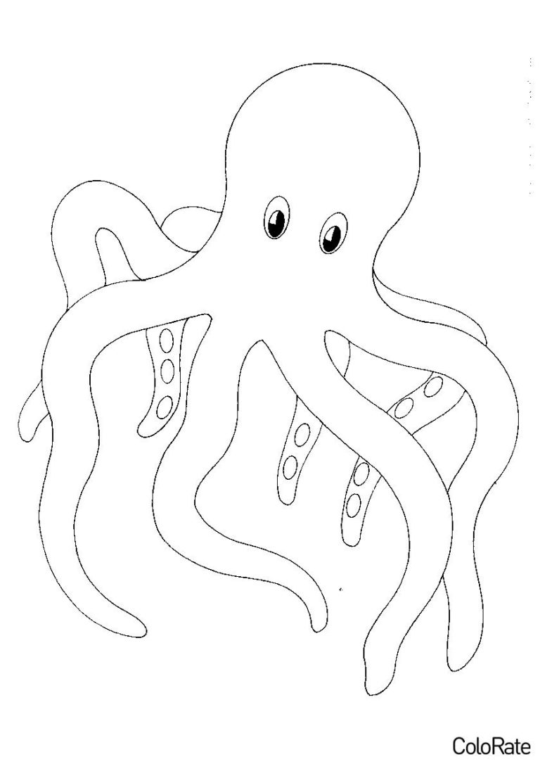Раскраска Огромный осьминог распечатать - Осьминоги