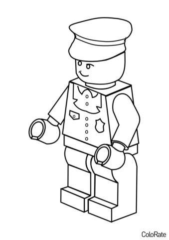 Разукрашка LEGO полицейский распечатать на А4 - Полицейский