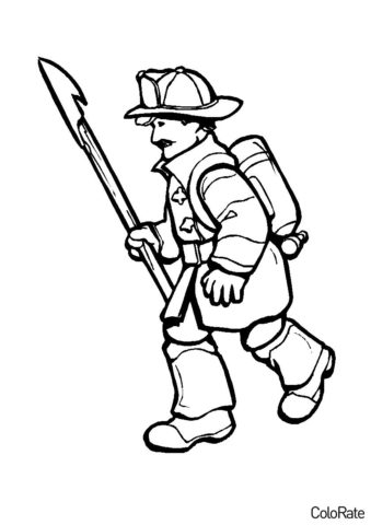 Пожарный спешит на вызов (Пожарный) раскраска для печати и загрузки