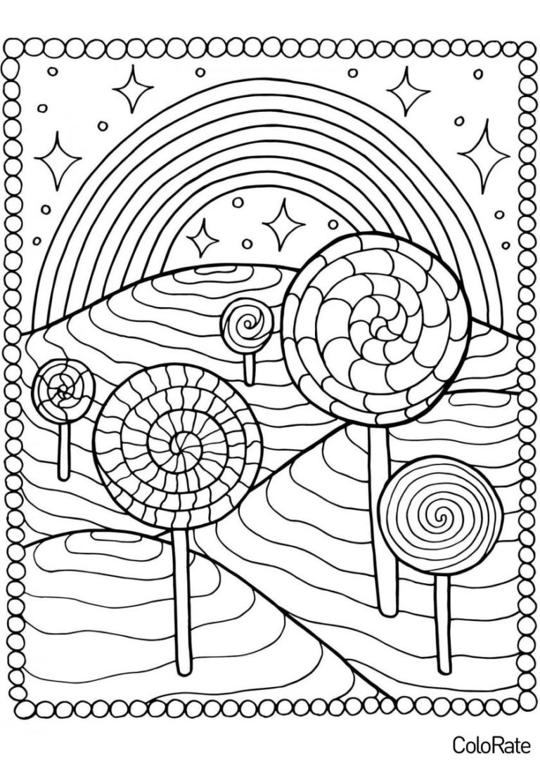 Раскраска Леденцовая страна распечатать - Радуга