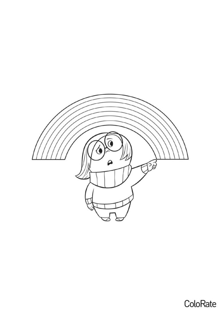 Раскраска Печаль из Головоломки распечатать - Радуга