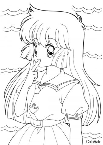 Застенчивая девушка из аниме - Раскраски из аниме бесплатная раскраска