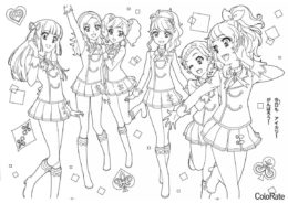 Компания девушек из аниме - Раскраски из аниме бесплатная раскраска