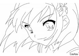 Милая аниме девушка бесплатная раскраска - Раскраски из аниме