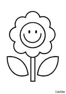 Бесплатная раскраска Улыбающийся цветок для детей распечатать на А4 и скачать - Цветы