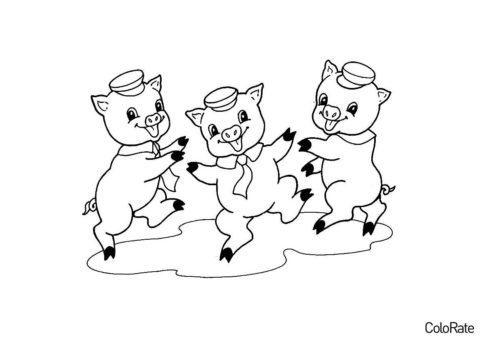 Три поросёнка бесплатная раскраска - Свинки, поросята