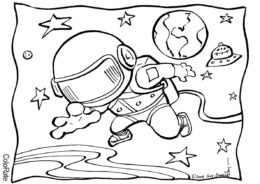 Астронавт в космосе разукрашка скачать и распечатать - Космонавт