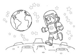 На поверхности луны раскраска распечатать на А4 - Космонавт