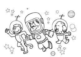 Отважные космо-исследователи бесплатная раскраска - Космонавт