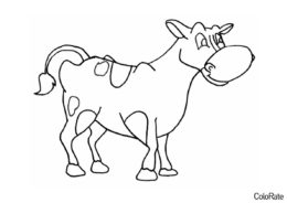 Веселая корова (Коровы, быки, телята) распечатать раскраску