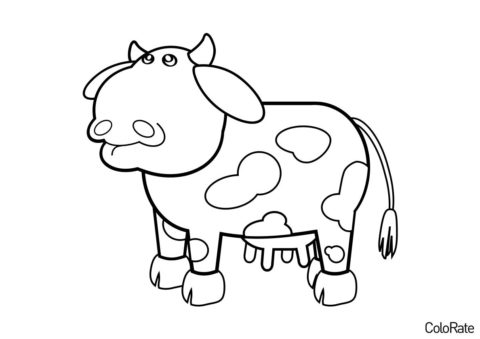 Бесплатная раскраска Внимательная коровка - Коровы, быки, телята