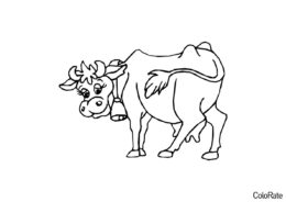 Бесплатная раскраска Корова на пастбище распечатать на А4 и скачать - Коровы, быки, телята