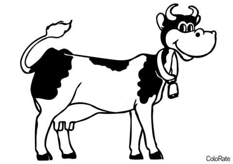 Корова размахивает хвостом (Коровы, быки, телята) распечатать раскраску