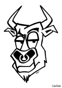 Морда быка (Коровы, быки, телята) распечатать бесплатную раскраску