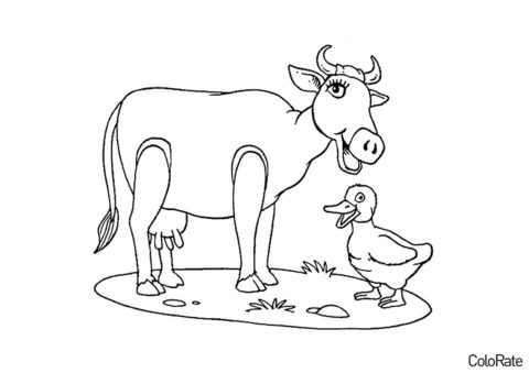 Пастбище распечатать разукрашку бесплатно - Коровы, быки, телята