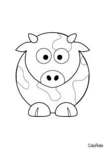 Бесплатная раскраска Простой бычок из геометрических фигур - Коровы, быки, телята