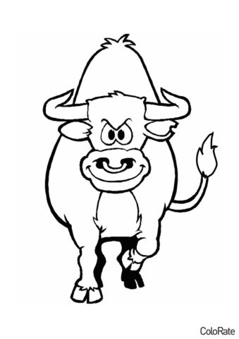 Раскраска Ухмыляющийся бык распечатать на А4 - Коровы, быки, телята