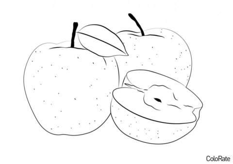 Спелые яблочки на столе - Яблоко раскраска распечатать на А4