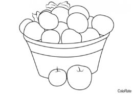 Яблоко распечатать раскраску - Корзина со свежими яблоками