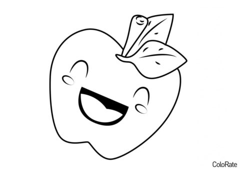 Бесплатная раскраска Веселое мультяшное яблоко - Яблоко