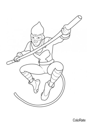 Бесплатная раскраска Ле Тьен Ким - король обезьян распечатать на А4 и скачать - Леди Баг и Супер-кот