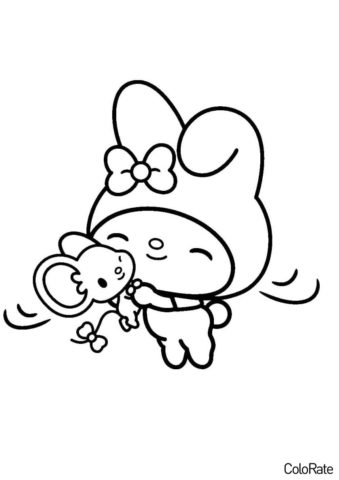 Май Мелоди с мышонком (Onegai My Melody) раскраска для печати и загрузки