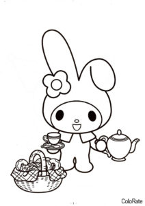 Приглашение на чаепитие раскраска распечатать бесплатно на А4 - Onegai My Melody