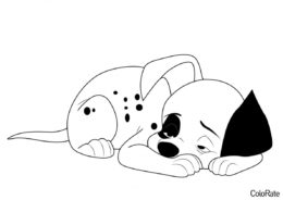 Раскраска Милый спящий щенок распечатать на А4 - 101 Далматинец