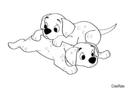 Два щенка - 101 Далматинец раскраска распечатать на А4