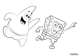 Губка Боб бесплатная раскраска - Танец Губки Боба и Патрика