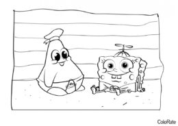 Патрик и Губка Боб в песочнице - Губка Боб бесплатная раскраска