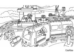 Раскраска LEGO железная дорога распечатать на А4 и скачать - Поезд