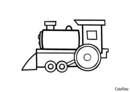 Бесплатная разукрашка для печати и скачивания Детский паровозик - Поезд