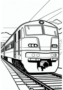 Пассажирский поезд - Поезд распечатать раскраску на А4
