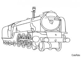 Стильный Паровоз - Поезд раскраска распечатать на А4