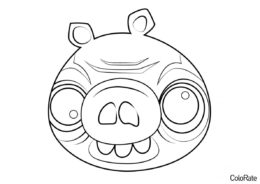 Распечатать раскраску Зомби Свинья - Angry Birds