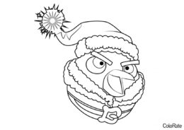 Санта-бомба Angry Birds - Angry Birds раскраска распечатать на А4