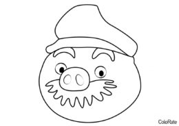 Раскраска Свинка Марио распечатать и скачать - Angry Birds