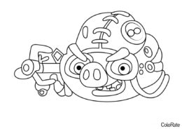 Angry Birds распечатать раскраску на А4 - Воздушный пират