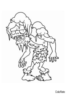 Зомби-дикарь распечатать разукрашку бесплатно - Растения против зомби