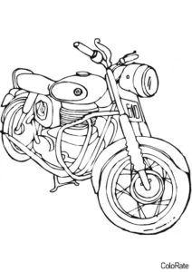 Детализированный мотоцикл (Мотоциклы) разукрашка для печати на А4