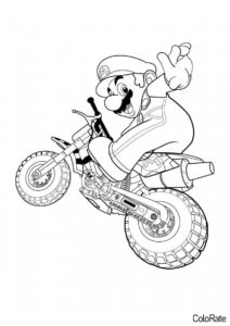 Разукрашка Марио на мотоцикле распечатать на А4 - Мотоциклы