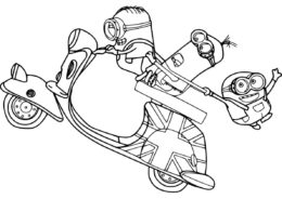 Мотоциклы бесплатная разукрашка - Миньоны на скутере