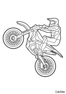Прыжок на кроссовом мотоцикле распечатать разукрашку бесплатно - Мотоциклы