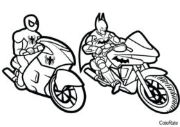 Мотоциклы распечатать раскраску - Человек-паук и Бэтмен на байках