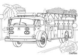 Разукрашка Американская пожарная машина распечатать и скачать - Пожарная машина