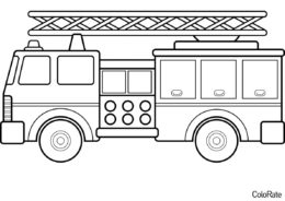 Пожарная машина из геометрических фигур - Пожарная машина бесплатная раскраска
