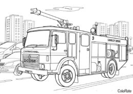 Пожарная машина распечатать раскраску на А4 - Пожарная машина спешит на вызов