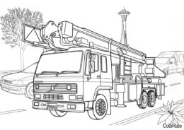 Разукрашка Пожарный автомобиль Volvo распечатать на А4 - Пожарная машина